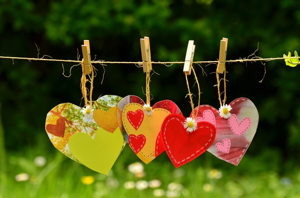 fabric hearts on a string