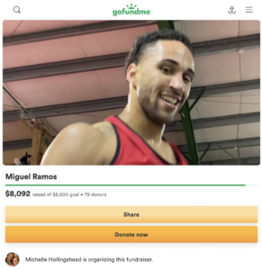 screenshot of Miguel Ramos' gofundme page